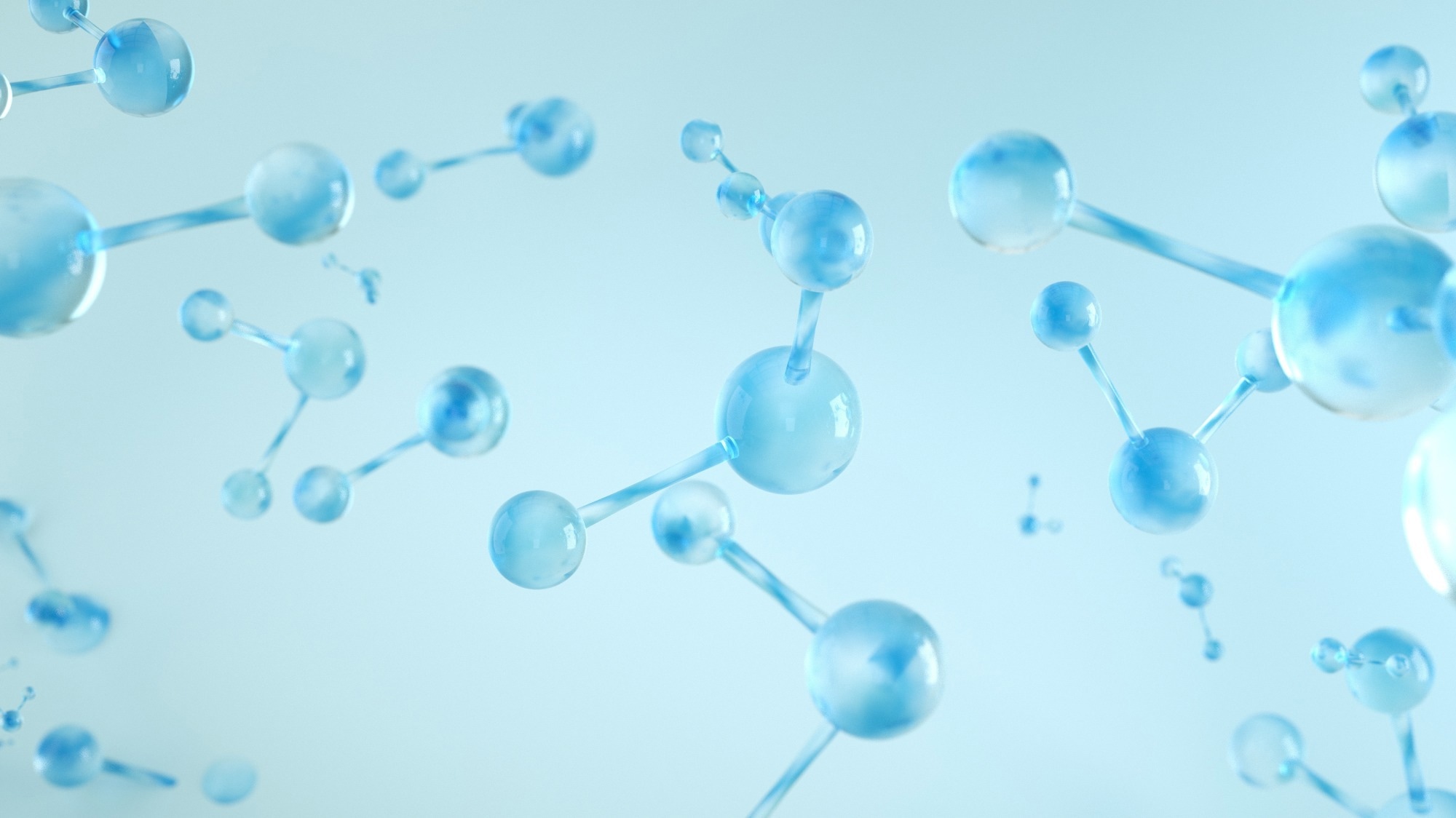 Hydrogen molecules artistic rendering.