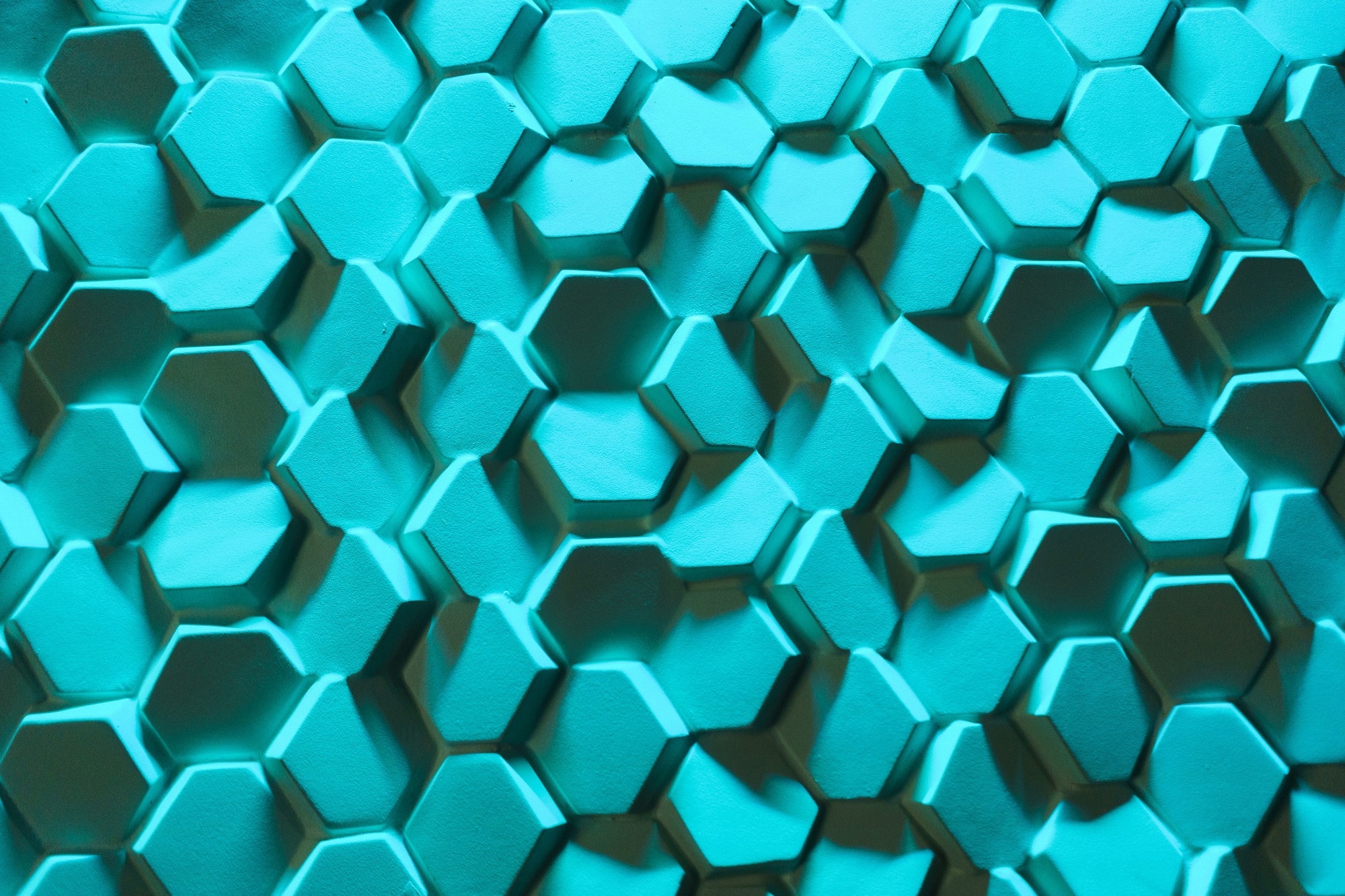 Honeycomb lattice abstract turquoise design.